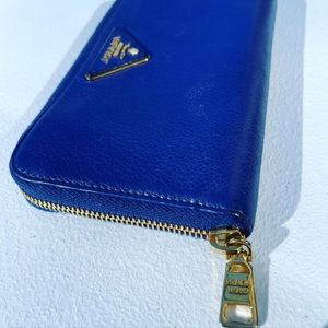 Prada Blue Leather Wallet - pre-loved